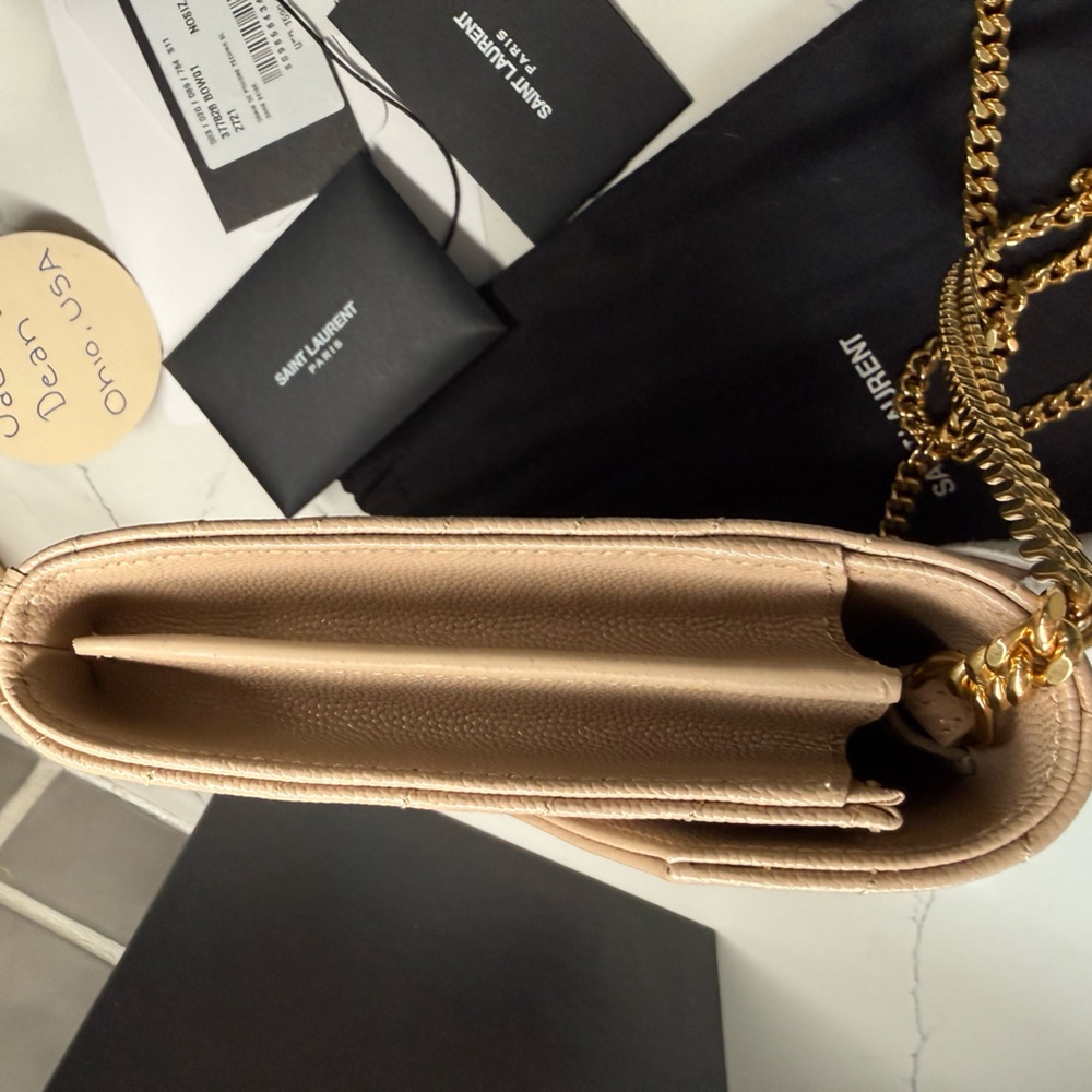 CLASSIC CASSANDRE Chain Wallet in Grain de Poudre Leather (Dark Beige) - Picture 6 of 15